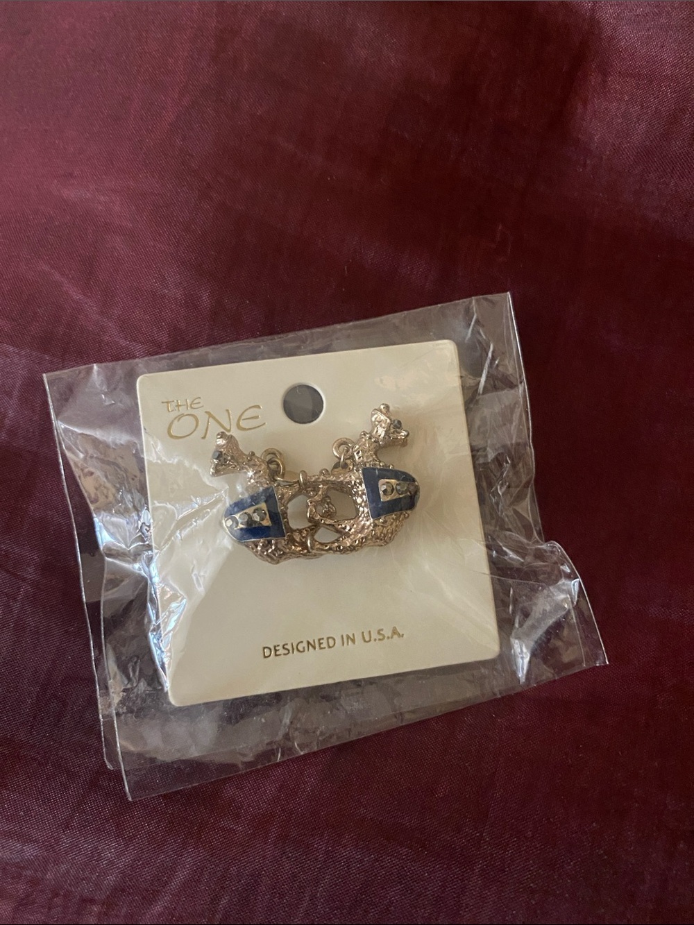 The One Gold and Navy camel earrings  -